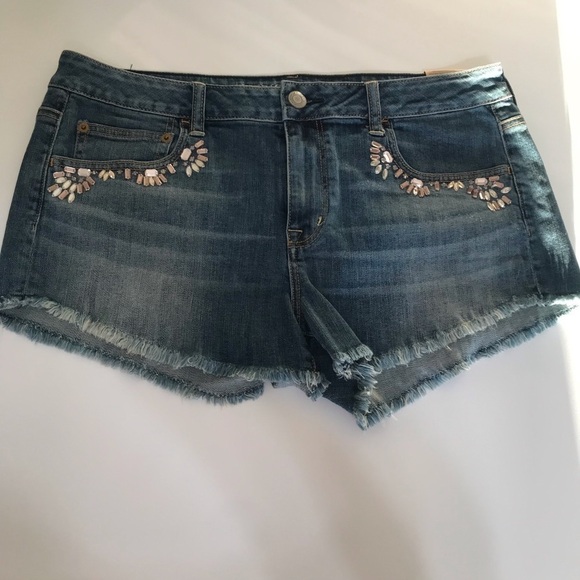 American Eagle outfitters NWT size 14 sequin short shorts jeans - Picture 1 of 5
